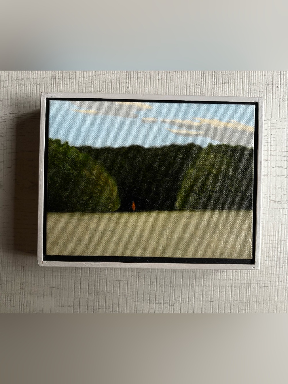 Original Painting with Natural White Wood Floater Frame